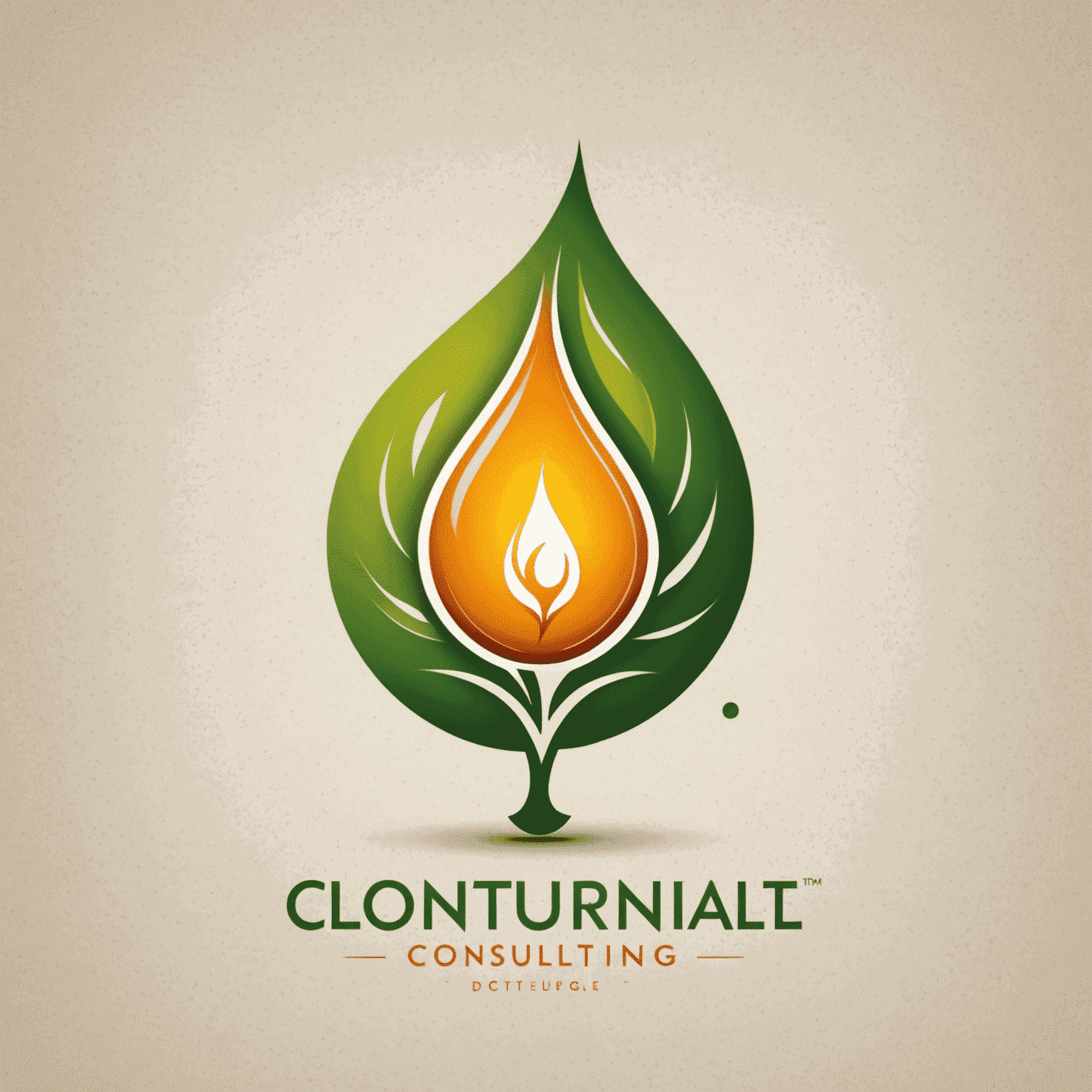 Energy consulting company logo, representing a stylized leaf merged with an oil drop