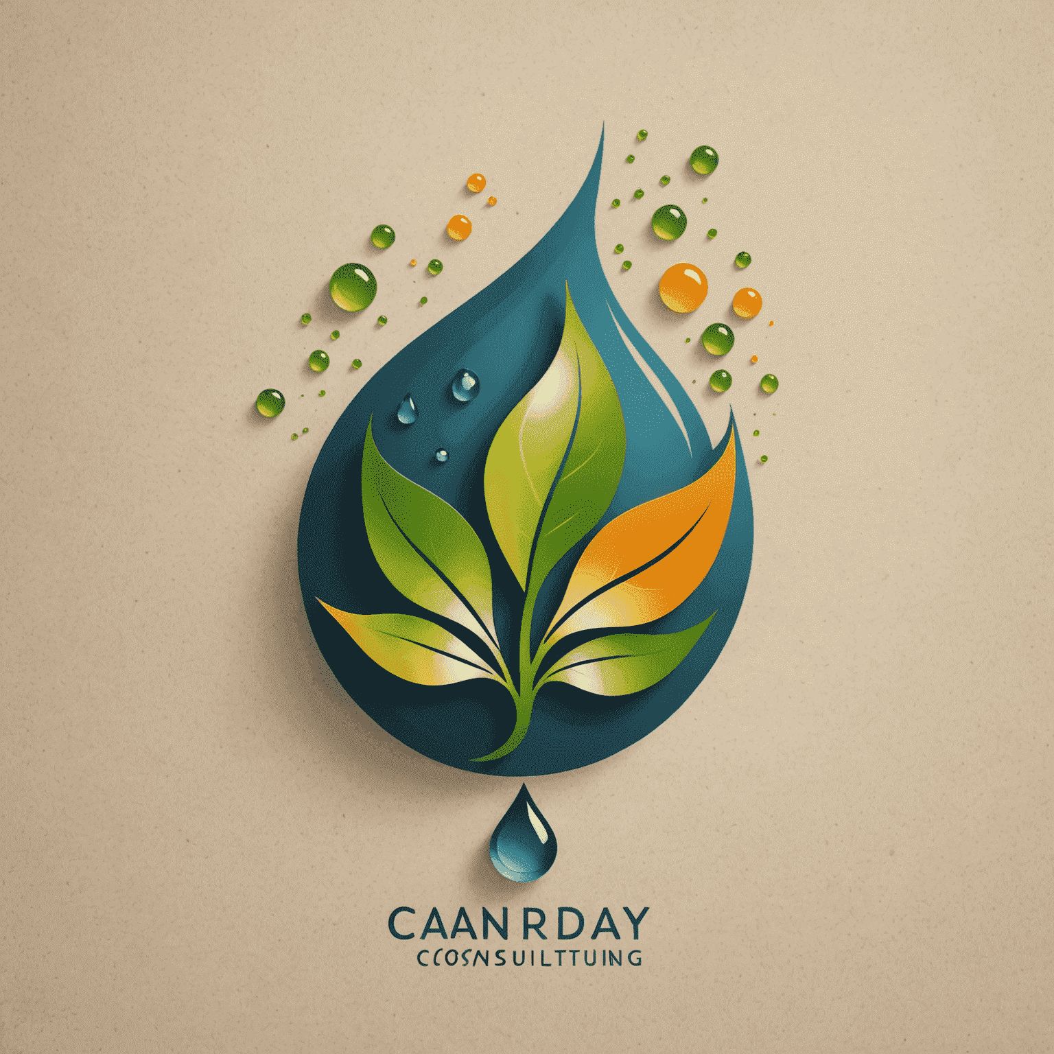Energy consulting company logo, representing a stylized leaf merged with an oil drop
