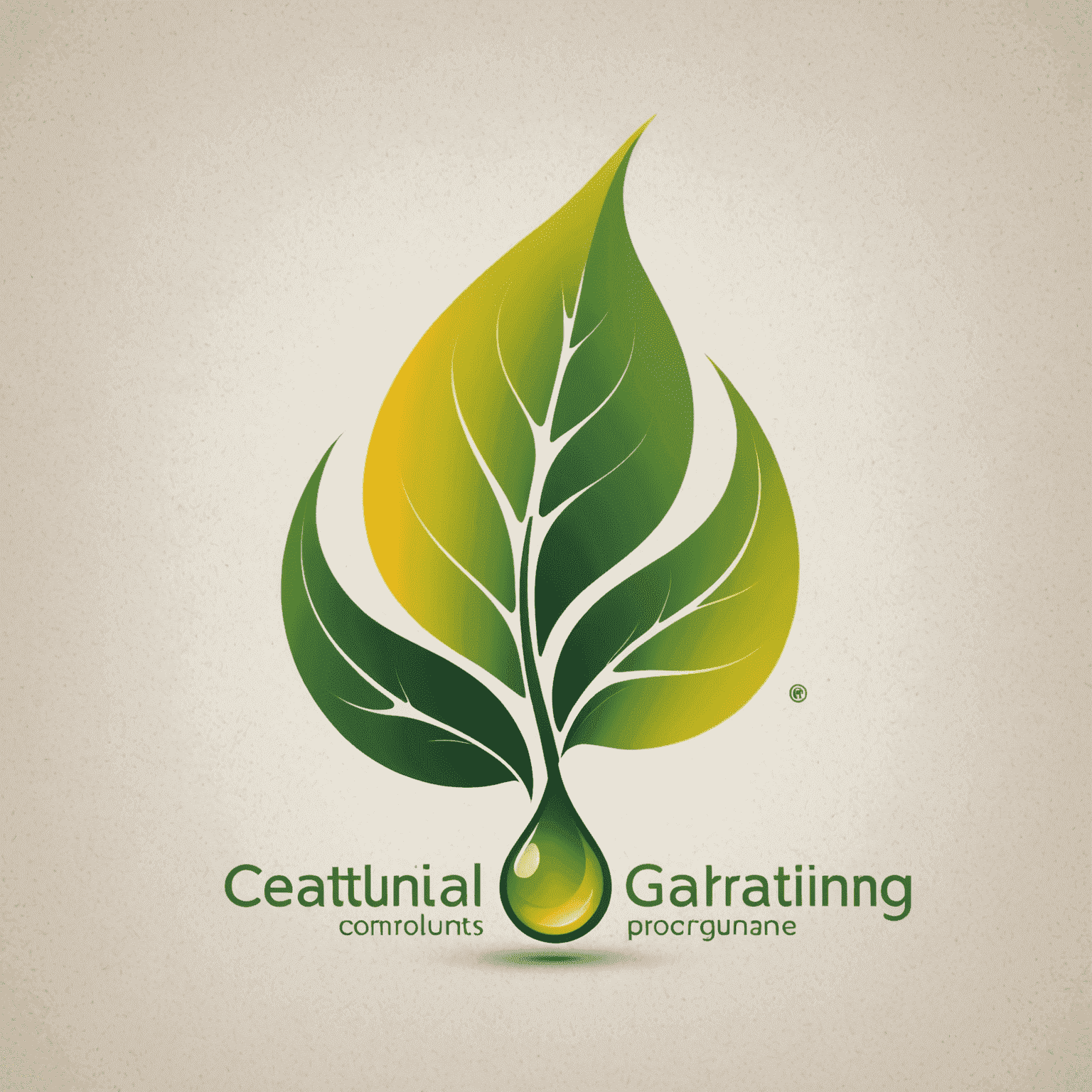 Energy consulting company logo, representing a stylized leaf merged with an oil drop