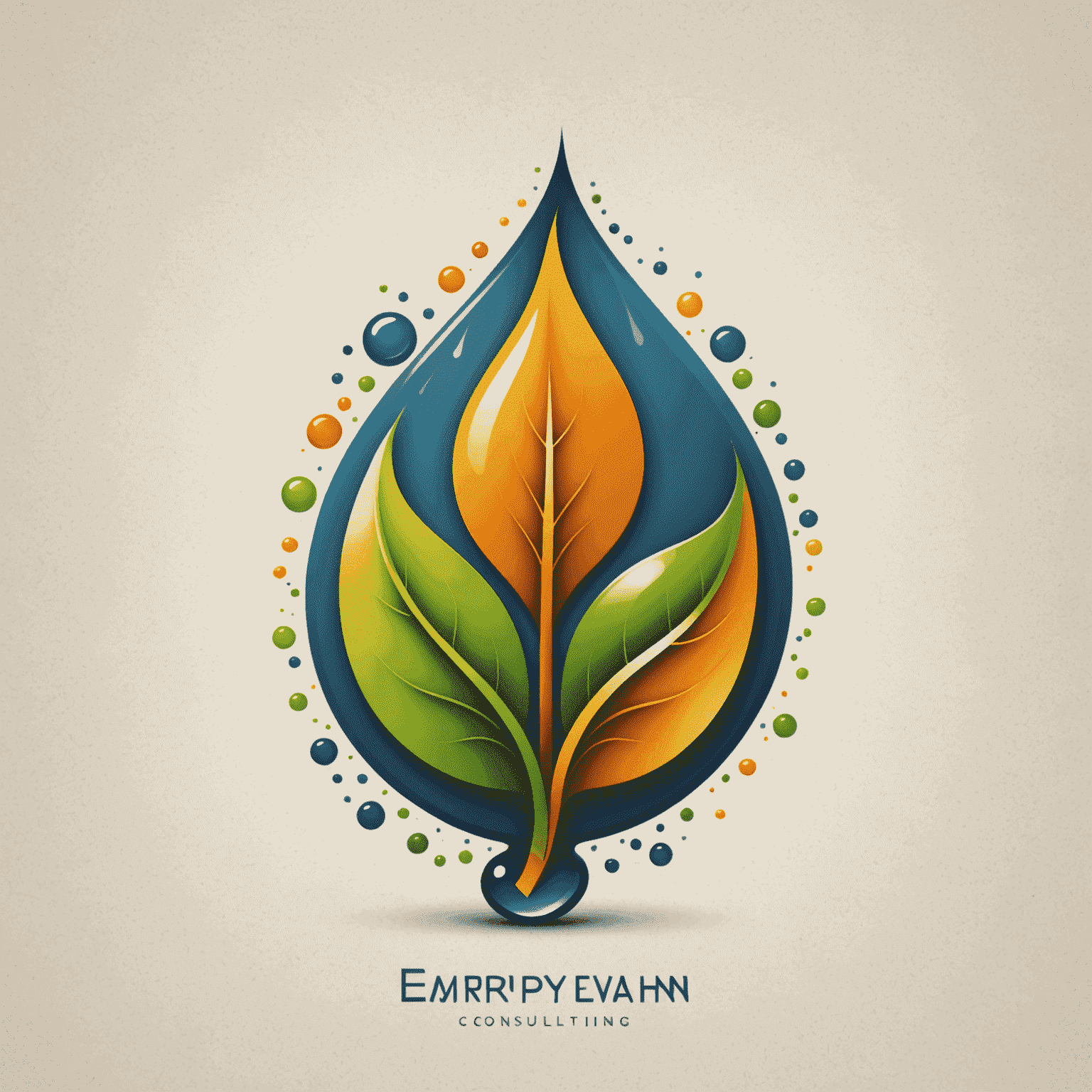Energy consulting company logo, representing a stylized leaf merged with an oil drop