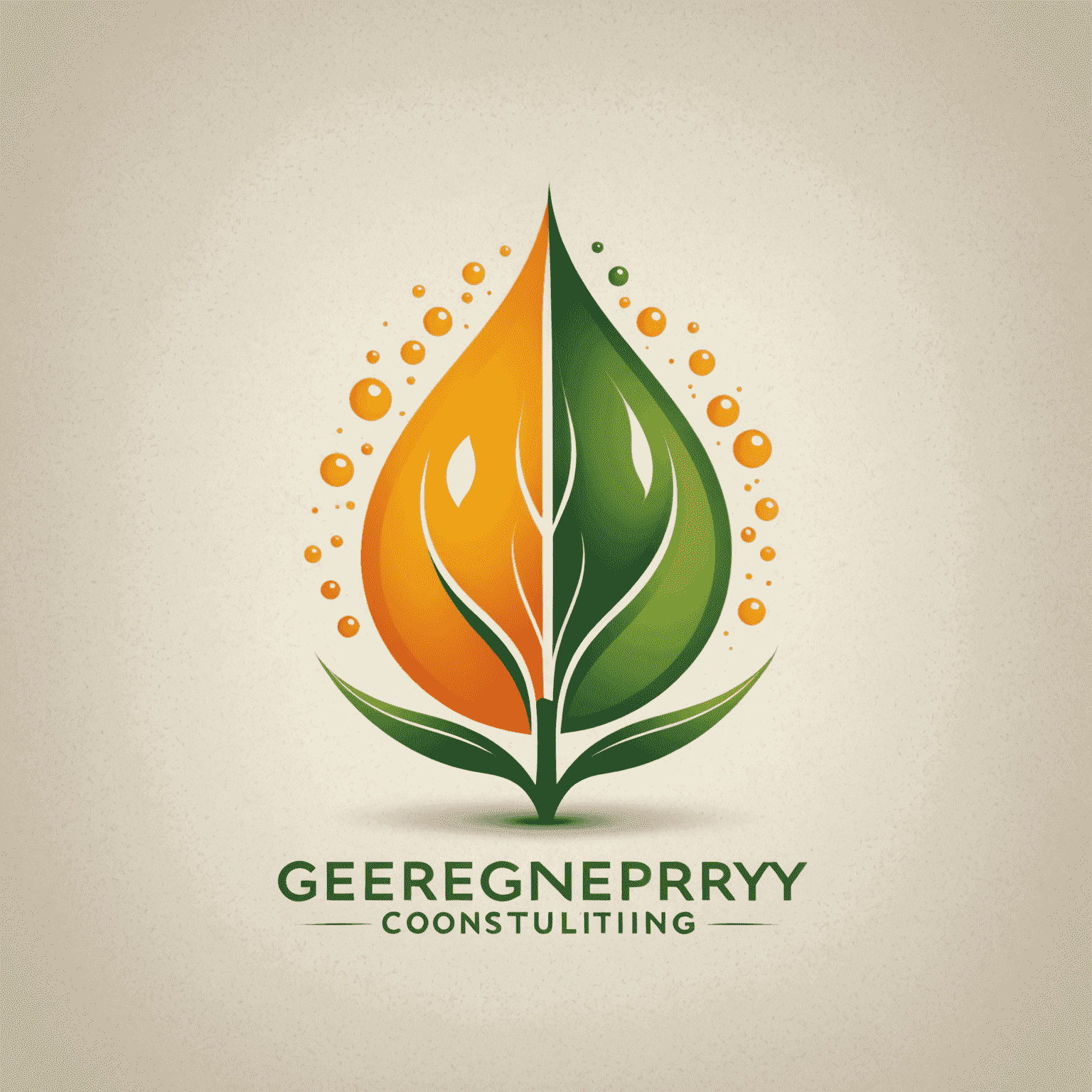 Energy consulting company logo, representing a stylized leaf merged with an oil drop