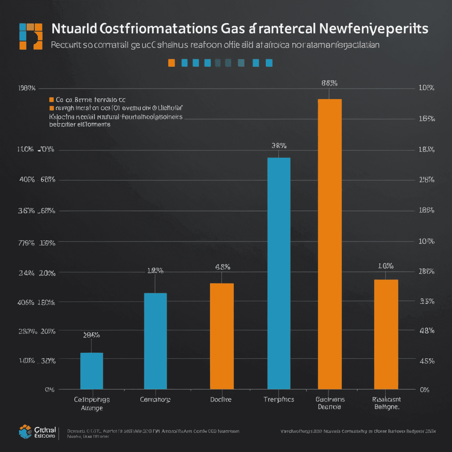 Graphique montrant la réduction des émissions de CO2 dans les raffineries de gaz naturel grâce aux nouvelles technologies, avec des barres comparatives avant et après l'implémentation