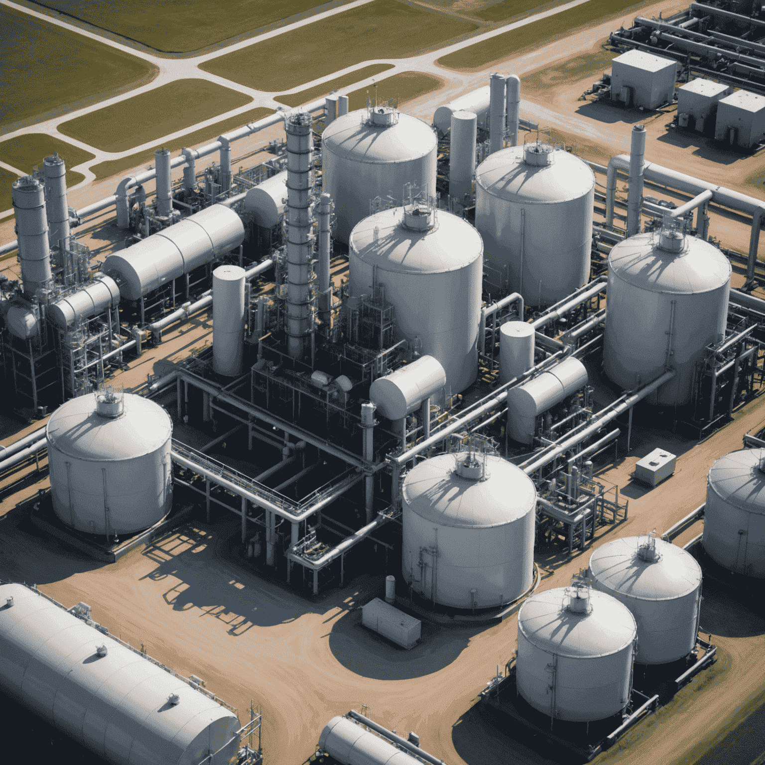 Image showing a modern natural gas refining facility with state-of-the-art equipment and environmental control systems